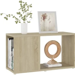 Étagères-vidaXL Meuble TV Chêne sonoma 60x24x32 cm Bois d'ingénierie Ch&ecirc;ne sonoma