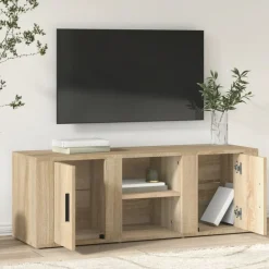 Meubles Tv-vidaXL Meuble TV Chêne sonoma 100x31,5x35 cm Bois d'ingénierie Ch&ecirc;ne sonoma