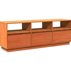 vidaXL Meuble TV cire marron 140x37x50 cm bois pin massif