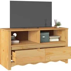 vidaXL Meuble TV Drammen Chêne 99 x 43 x 55 cm Bois de pin massif
