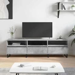 Meubles Tv-vidaXL Meuble TV 150x30x44,5 cm bois d'ingénierie Gris béton