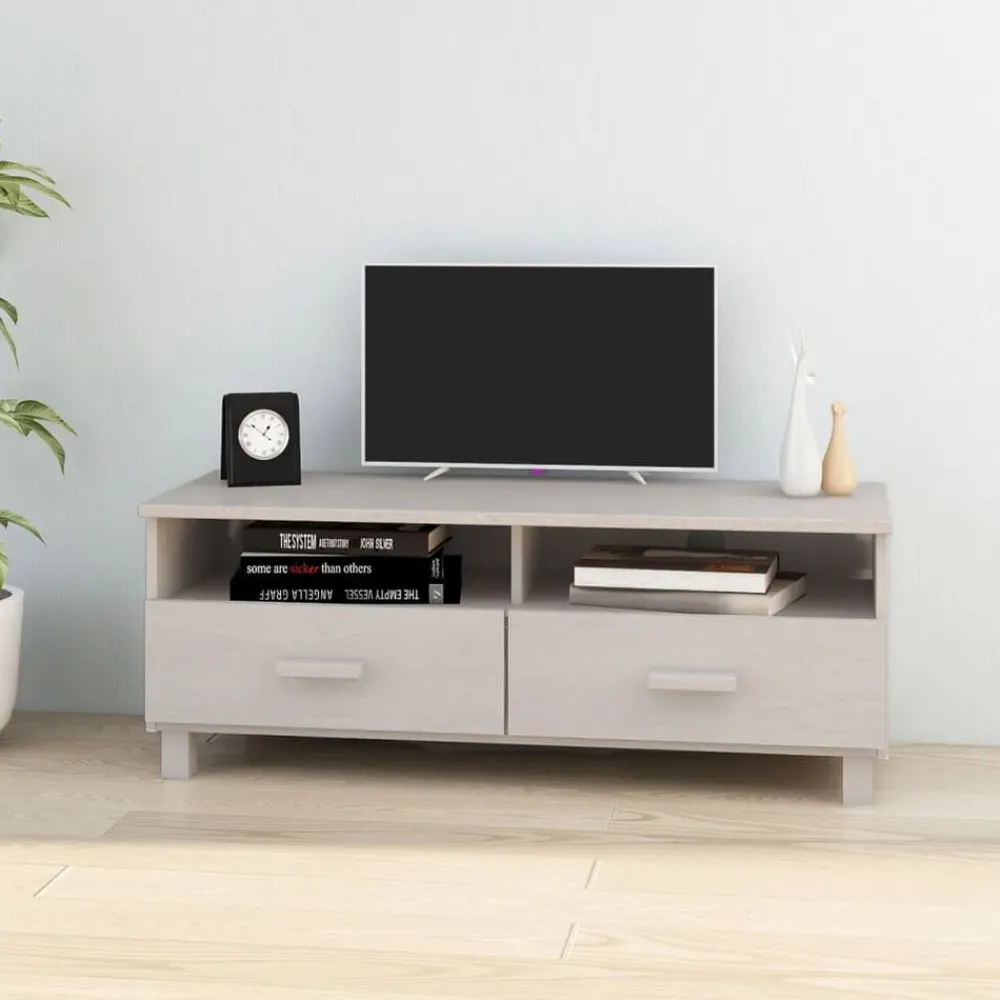 Meubles Tv-vidaXL Meuble TV HAMAR 106x40x40 cm Bois massif de pin Blanc
