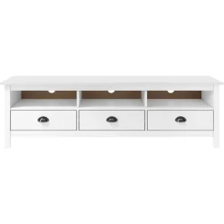 Meubles Tv-vidaXL Meuble TV Hill Range 158x40x47 cm Bois de pin solide Blanc