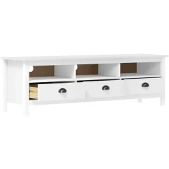 Meubles Tv-vidaXL Meuble TV Hill Range 158x40x47 cm Bois de pin solide Blanc