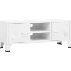 Meubles Tv-vidaXL Meuble TV industriel 105x35x42 cm Métal Blanc