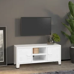 Meubles Tv-vidaXL Meuble TV industriel 105x35x42 cm Métal Blanc