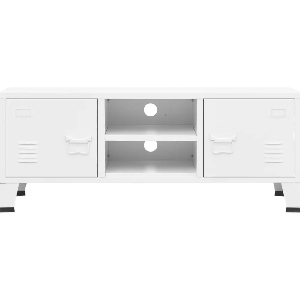 Meubles Tv-vidaXL Meuble TV industriel 105x35x42 cm Métal Blanc