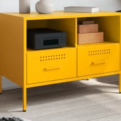 Meubles Tv-vidaXL Meuble TV moutarde 68x39x50,5 cm acier Jaune