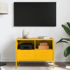 Meubles Tv-vidaXL Meuble TV moutarde 68x39x50,5 cm acier Jaune