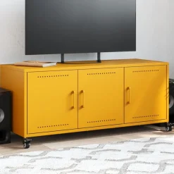 vidaXL Meuble TV moutarde 100,5x39x43,5 cm acier