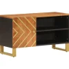 vidaXL Meuble TV marron et noir 80x31,5x46 cm bois massif de manguier