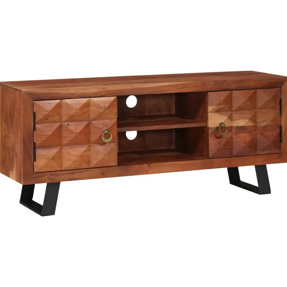 vidaXL Meuble TV marron miel 112 x 30 x 48 cm Bois d'acacia massif
