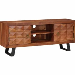 vidaXL Meuble TV marron miel 112 x 30 x 48 cm Bois d'acacia massif