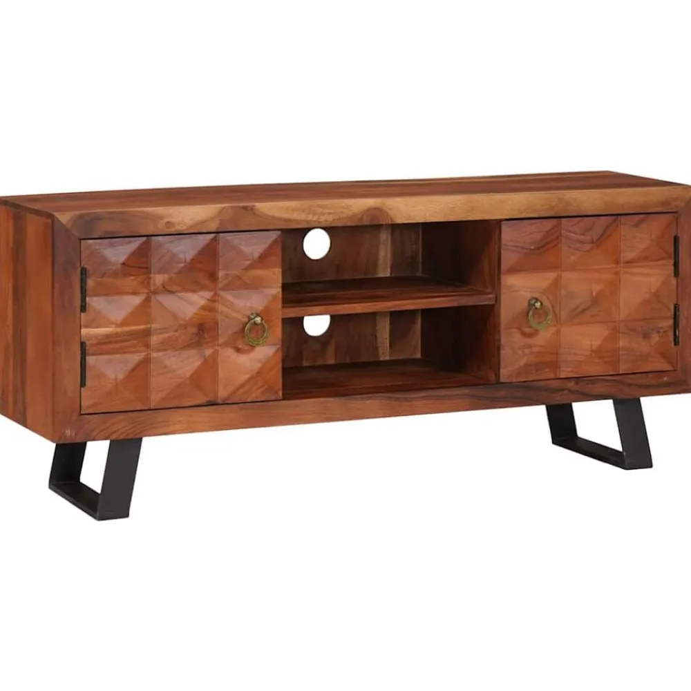 vidaXL Meuble TV marron miel 112 x 30 x 48 cm Bois d'acacia massif