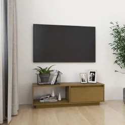 Meubles Tv-vidaXL Meuble TV 110x30x33,5 cm Bois de pin massif marron miel