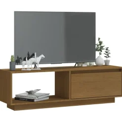Meubles Tv-vidaXL Meuble TV 110x30x33,5 cm Bois de pin massif marron miel