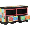 vidaXL Meuble TV Multicolore 80 x 35 x 50 cm Bois de mangue massif