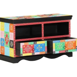 vidaXL Meuble TV Multicolore 80 x 35 x 50 cm Bois de mangue massif