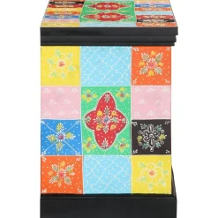 vidaXL Meuble TV Multicolore 80 x 35 x 50 cm Bois de mangue massif