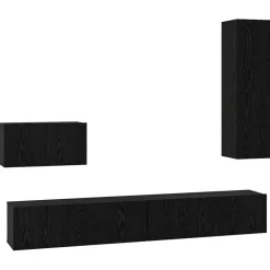 Meubles Tv-vidaXL Meuble TV mural 4 pcs Chêne noir Bois d'ingénierie Ch&ecirc;ne noir