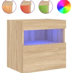 Meubles Tv-vidaXL Meuble TV mural avec lumières LED chêne sonoma 40x30x40 cm Ch&ecirc;ne sonoma