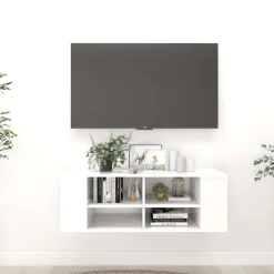 Meubles Tv-vidaXL Meuble TV mural 102x35x35 cm Bois d’ingénierie Blanc