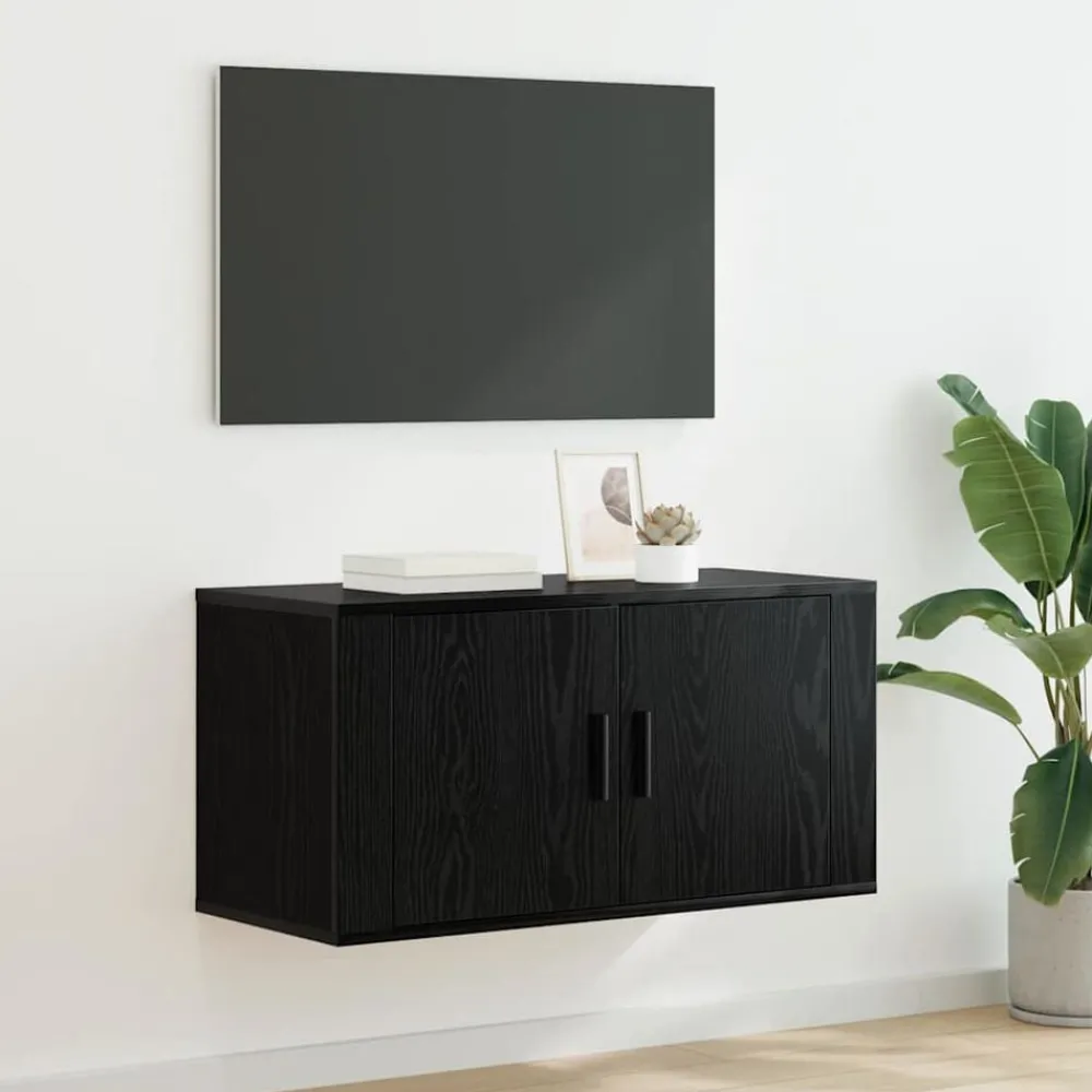 vidaXL Meuble TV mural Chêne noir 80 x 34,5 x 40 cm Bois d'ingénierie