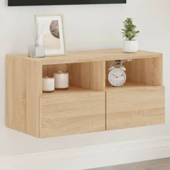 Meubles Tv-vidaXL Meuble TV mural chêne sonoma 60x30x30 cm bois d'ingénierie Ch&ecirc;ne sonoma