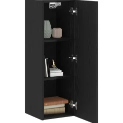 Meubles Tv-vidaXL Meuble TV mural Chêne noir 30,5 x 30 x 90 cm Bois d'ingénierie Ch&ecirc;ne noir