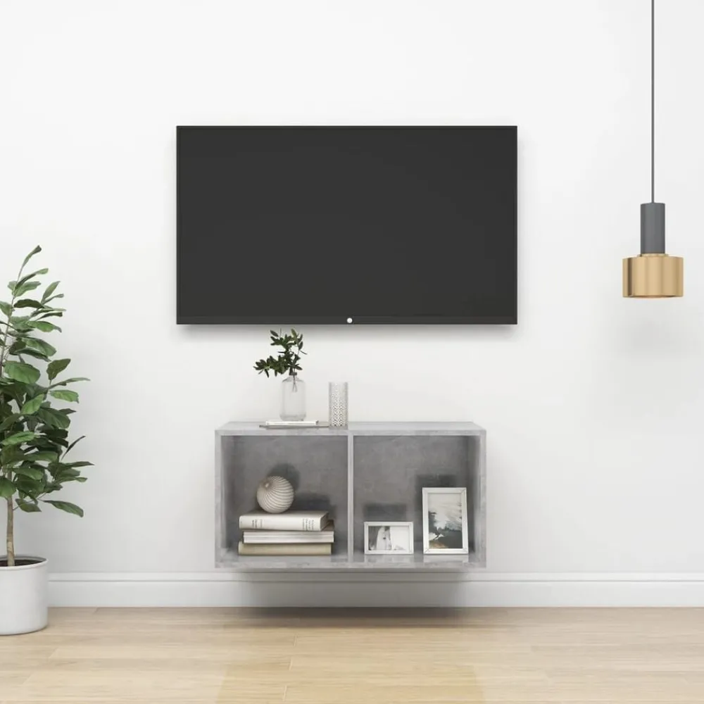 Meubles Tv-vidaXL Meuble TV mural 37x37x72 cm Bois d’ingénierie Gris béton