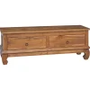 vidaXL Meuble TV Naturel 110 x 35 x 40 cm Bois de teck massif