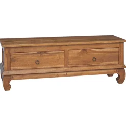 vidaXL Meuble TV Naturel 110 x 35 x 40 cm Bois de teck massif