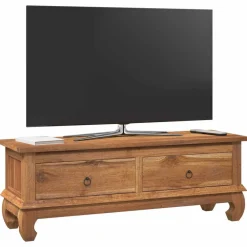 vidaXL Meuble TV Naturel 110 x 35 x 40 cm Bois de teck massif