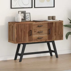 vidaXL Meuble TV Naturel 110 x 30 x 75 cm Bois de teck massif