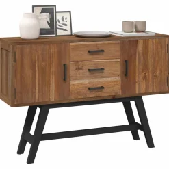 vidaXL Meuble TV Naturel 110 x 30 x 75 cm Bois de teck massif