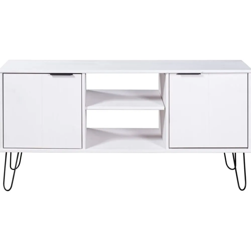 Meubles Tv-vidaXL Meuble TV New York Bois de pin massif Blanc