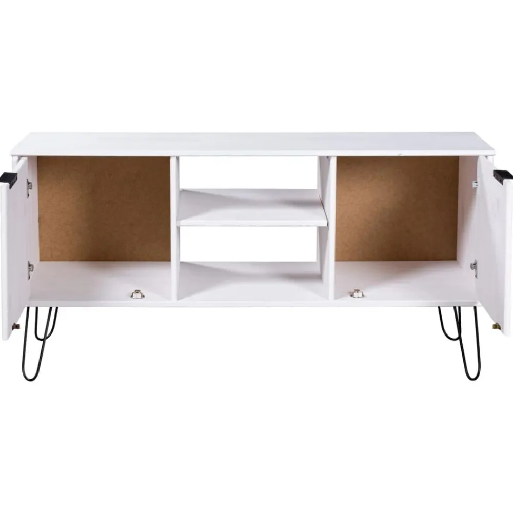 Meubles Tv-vidaXL Meuble TV New York Bois de pin massif Blanc