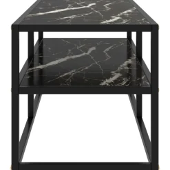 Meubles Tv-vidaXL Meuble TV noir avec verre marbre noir 100x40x40 cm marbre et noir