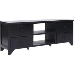 Meubles Tv-vidaXL Meuble TV 108x30x40 cm Bois de Paulownia solide Noir