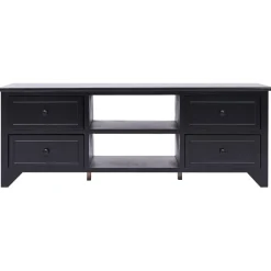 Meubles Tv-vidaXL Meuble TV 108x30x40 cm Bois de Paulownia solide Noir