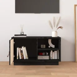 Meubles Tv-vidaXL Meuble TV 70x34x40 cm Bois de pin massif Noir