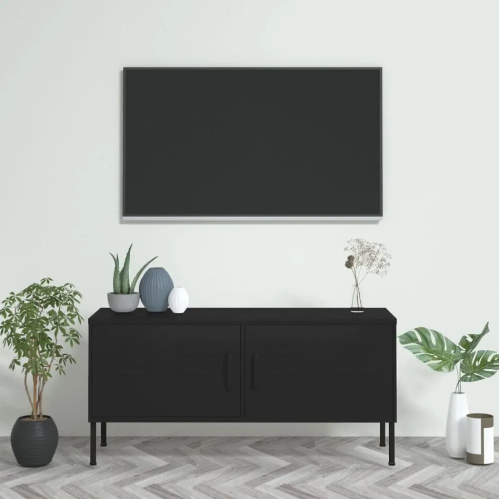 Meubles Tv-vidaXL Meuble TV 105x35x50 cm Acier Noir