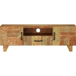 vidaXL Meuble TV sculpté à la main 120x30x40 cm Bois de récupération