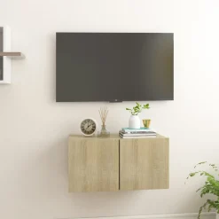 vidaXL Meuble TV suspendu Chêne sonoma 60x30x30 cm