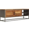 vidaXL Meuble TV Teck recyclé et acier 120x30x40 cm