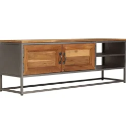 vidaXL Meuble TV Teck recyclé et acier 120x30x40 cm