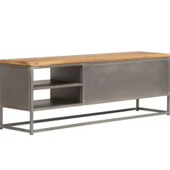 vidaXL Meuble TV Teck recyclé et acier 120x30x40 cm