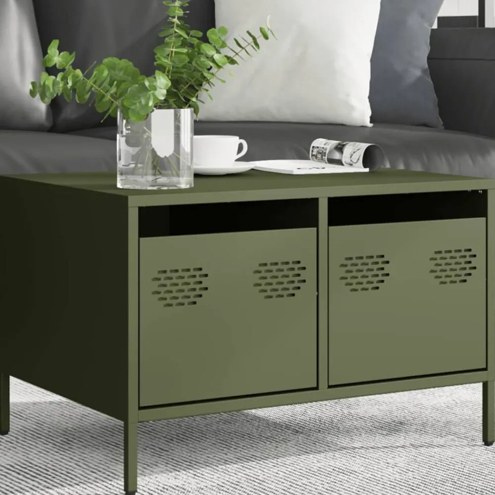 Meubles Tv-vidaXL Meuble TV olive 68x50x43,5 cm acier laminé à froid Vert