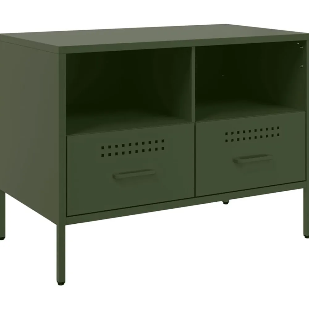 vidaXL Meuble TV olive 68x39x50,5 cm acier