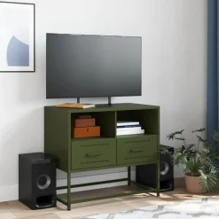 Meubles Tv-vidaXL Meuble TV olive 68x39x60,5 cm acier Vert
